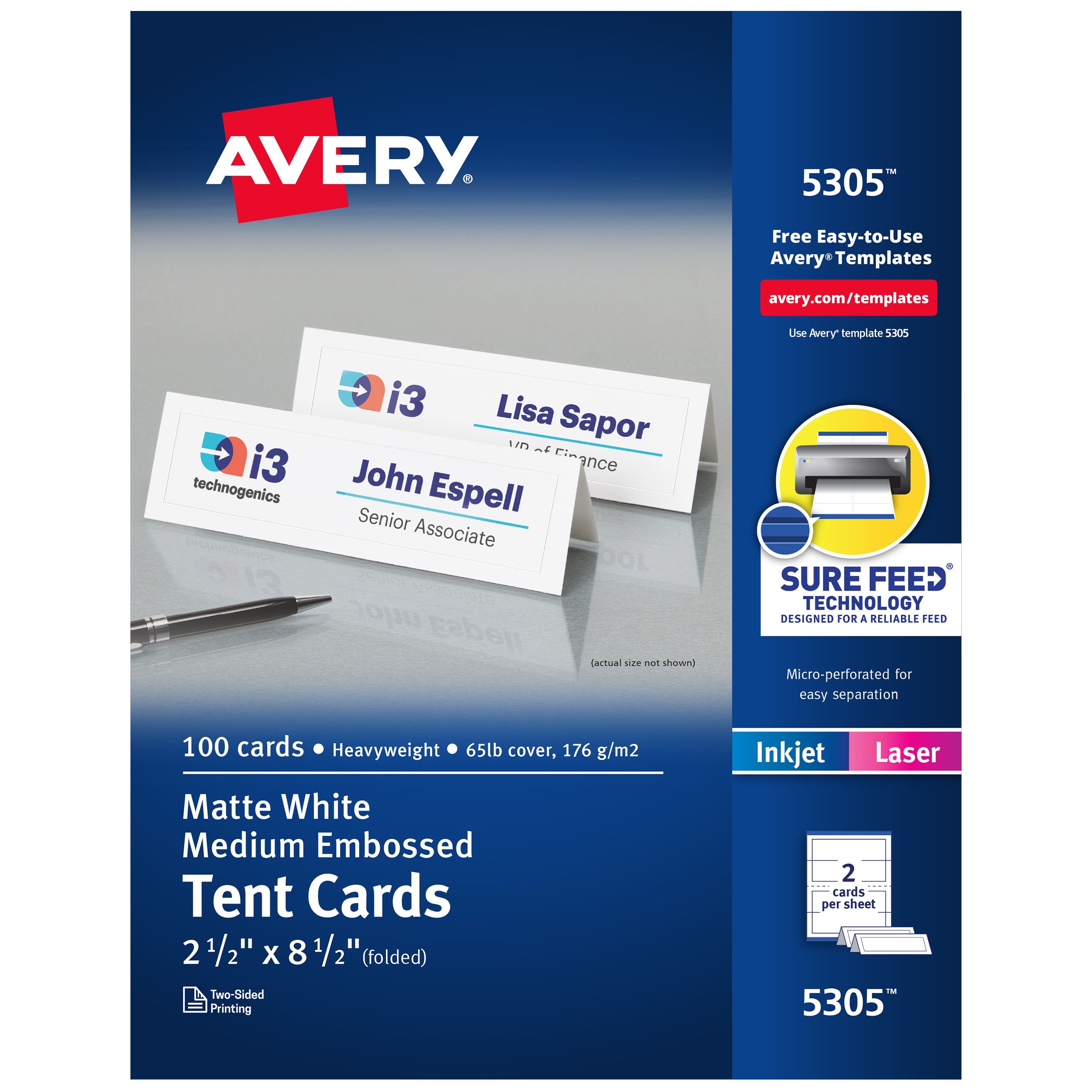 $200/pd Avery Tent Cards 5302/5305/5309