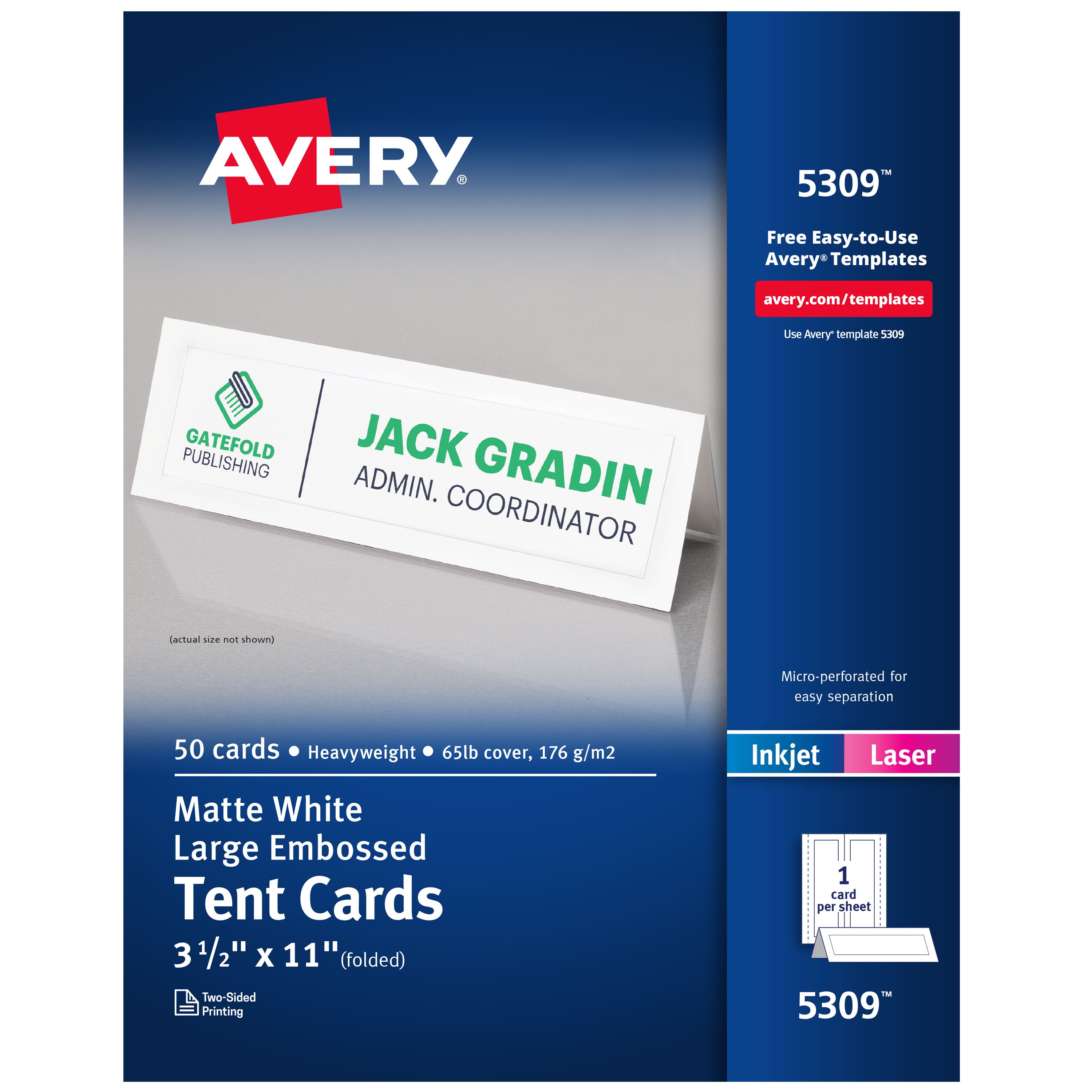 $200/pd Avery Tent Cards 5302/5305/5309